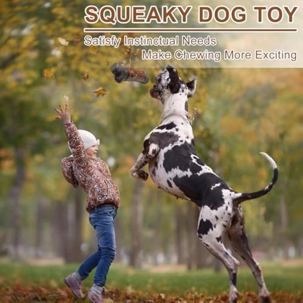 Large branch-shaped dog chew toy made from durable food-grade nylon with built-in squeaker