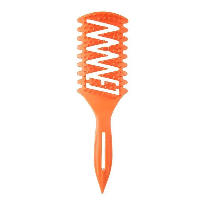 Fluffy high skull top styling comb in TPEE material over 20cm long on a plain background