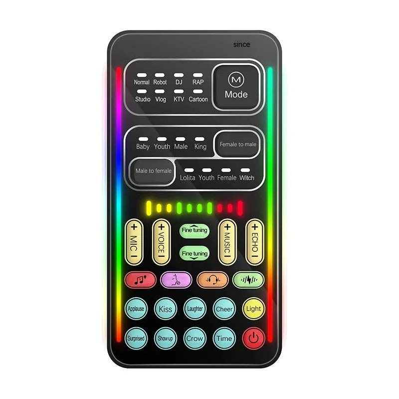 Mini sound card voice changer 106*54*12 mm with 100HZ-20KHZ range and 3-6 hour battery