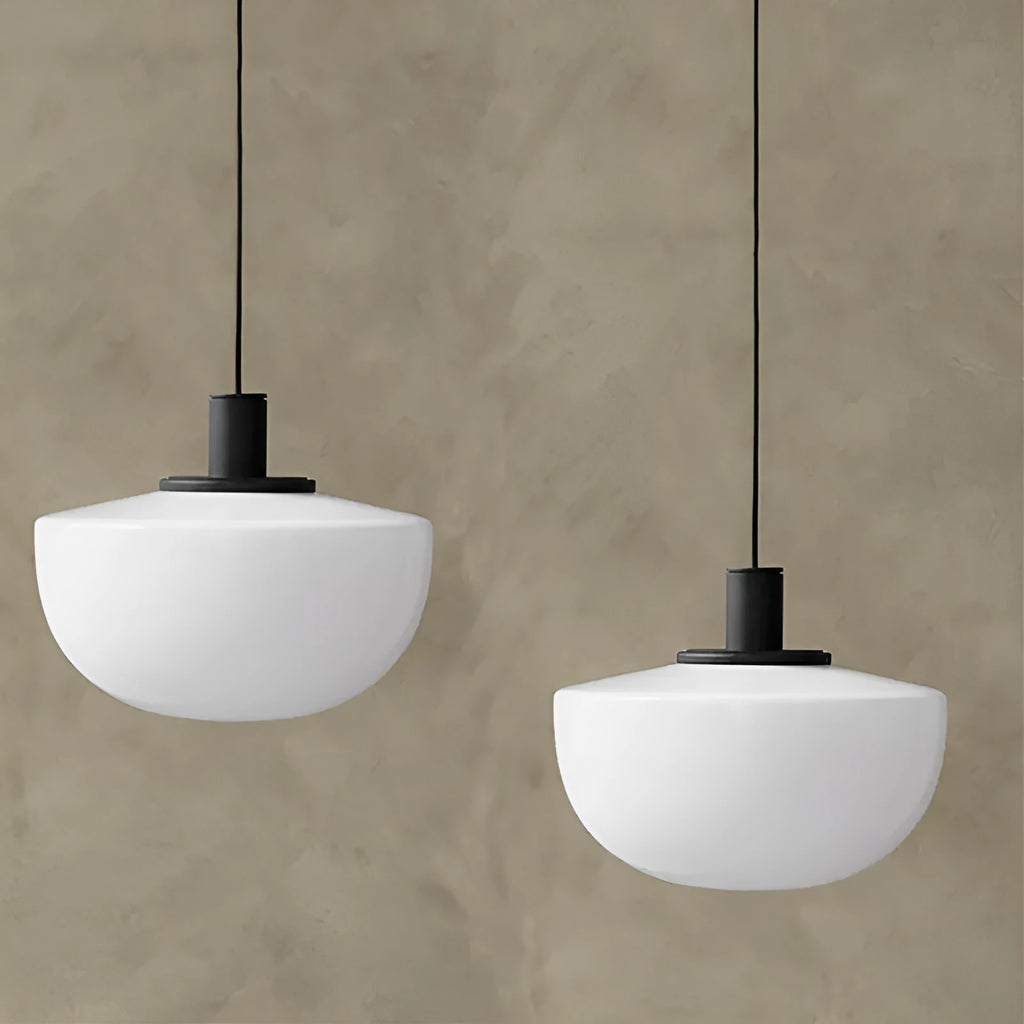 Simple modern milky white glass single-head droplight pendant light with 22cm and 35cm size options