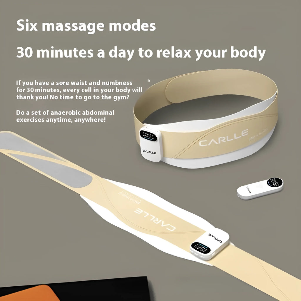 Beige micro current red light heating waist support belt with remote control and USB cable