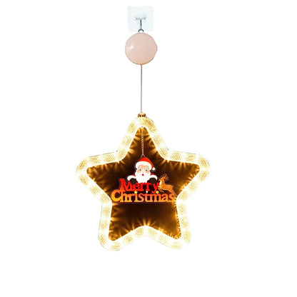 Illuminating 5-point LED star decoration with various festive designs, perfect for holiday decor on windows, doors, and more