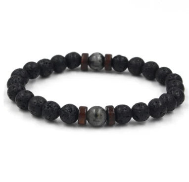 Premium men's black volcanic stone bracelet with unique, durable design and adjustable fit