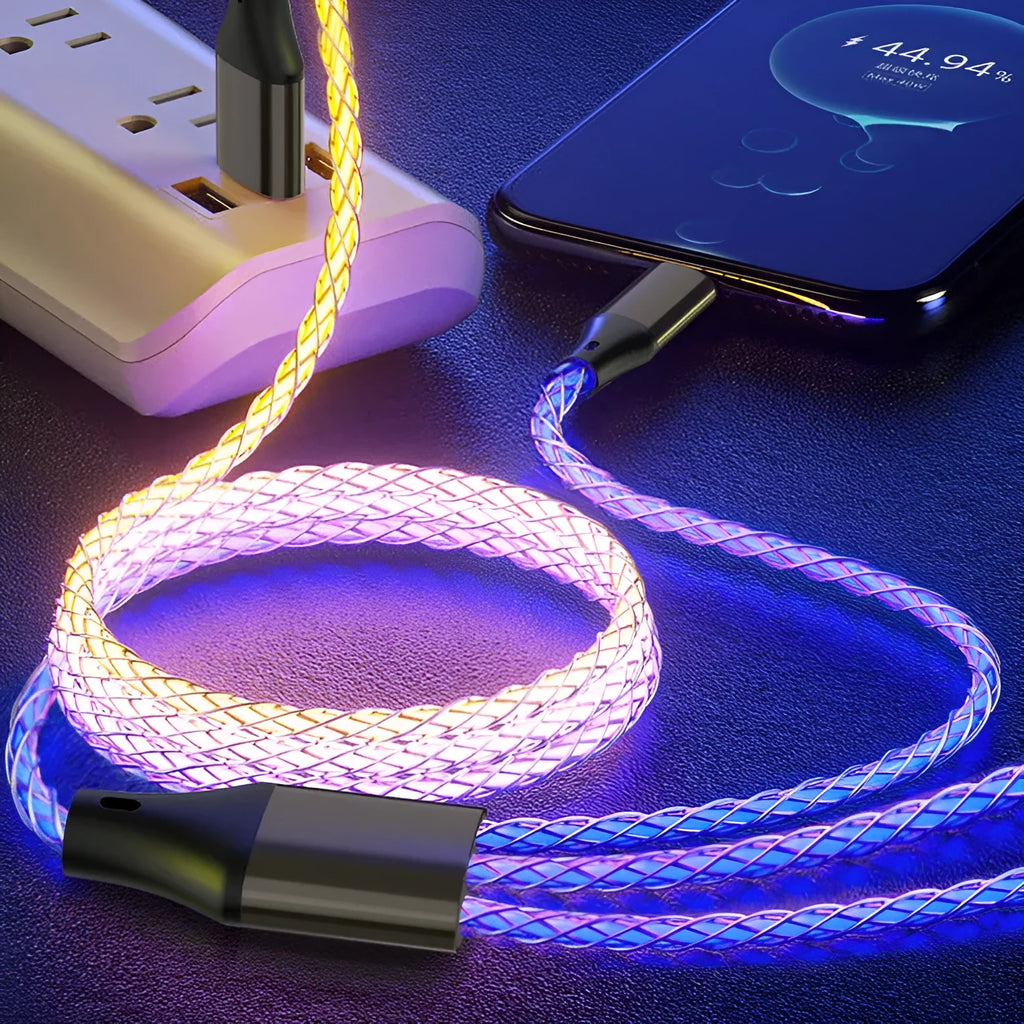 RGB One Drag Three illuminating data cable, 1.2 m, Lightning Micro USB TYPE-C, white TPE