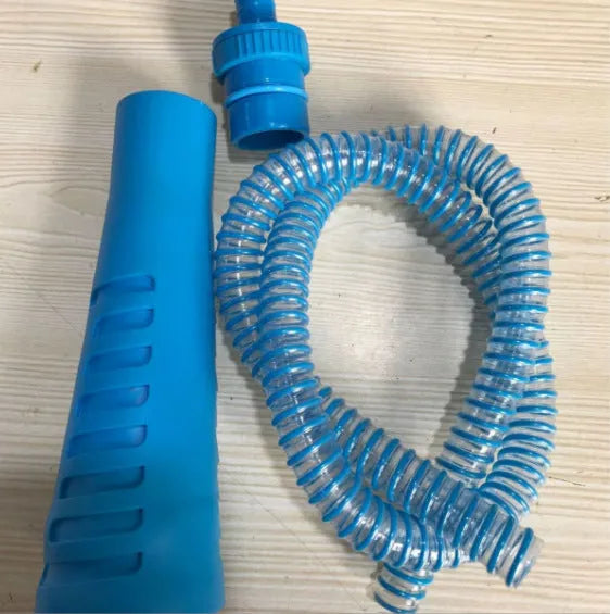 Blue plastic suction pipe washing machine cleaner tool with 114cm length and round head for drum filter maintenance