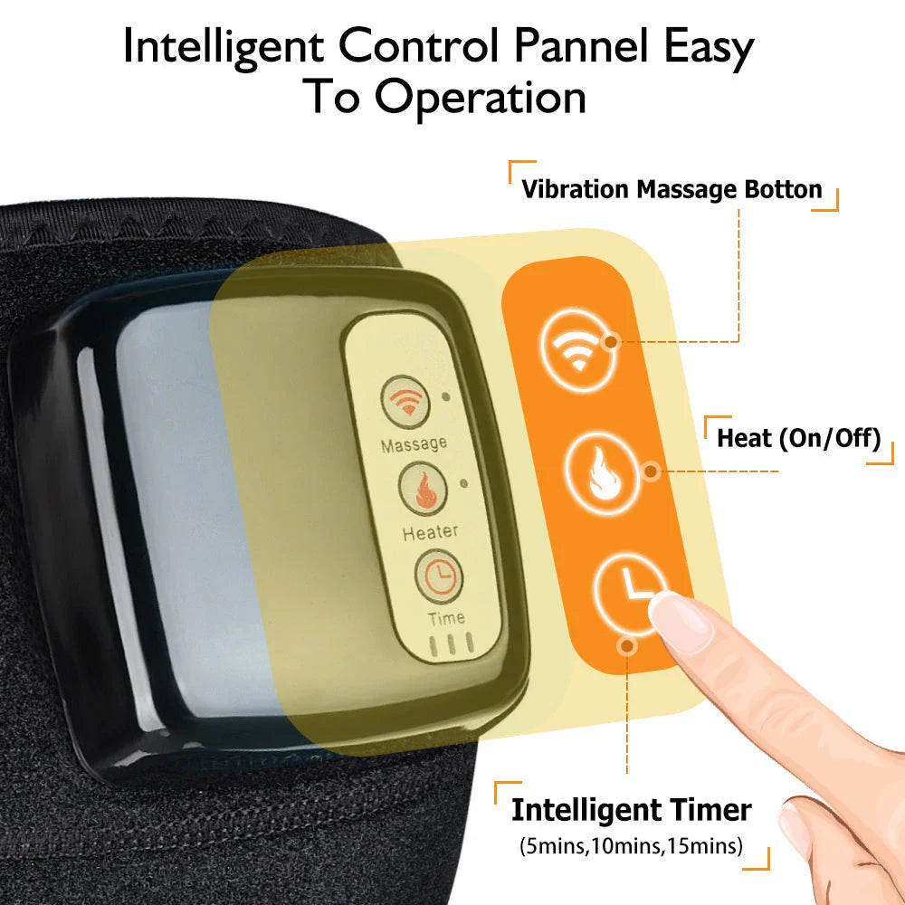 Rechargeable infrared heating knee and elbow massager with vibration therapy for pain relief and muscle recovery