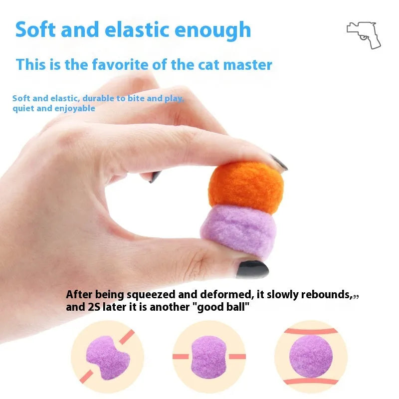 30cm pet toy launcher gun with multiple soft plush firing balls for cats and dogs