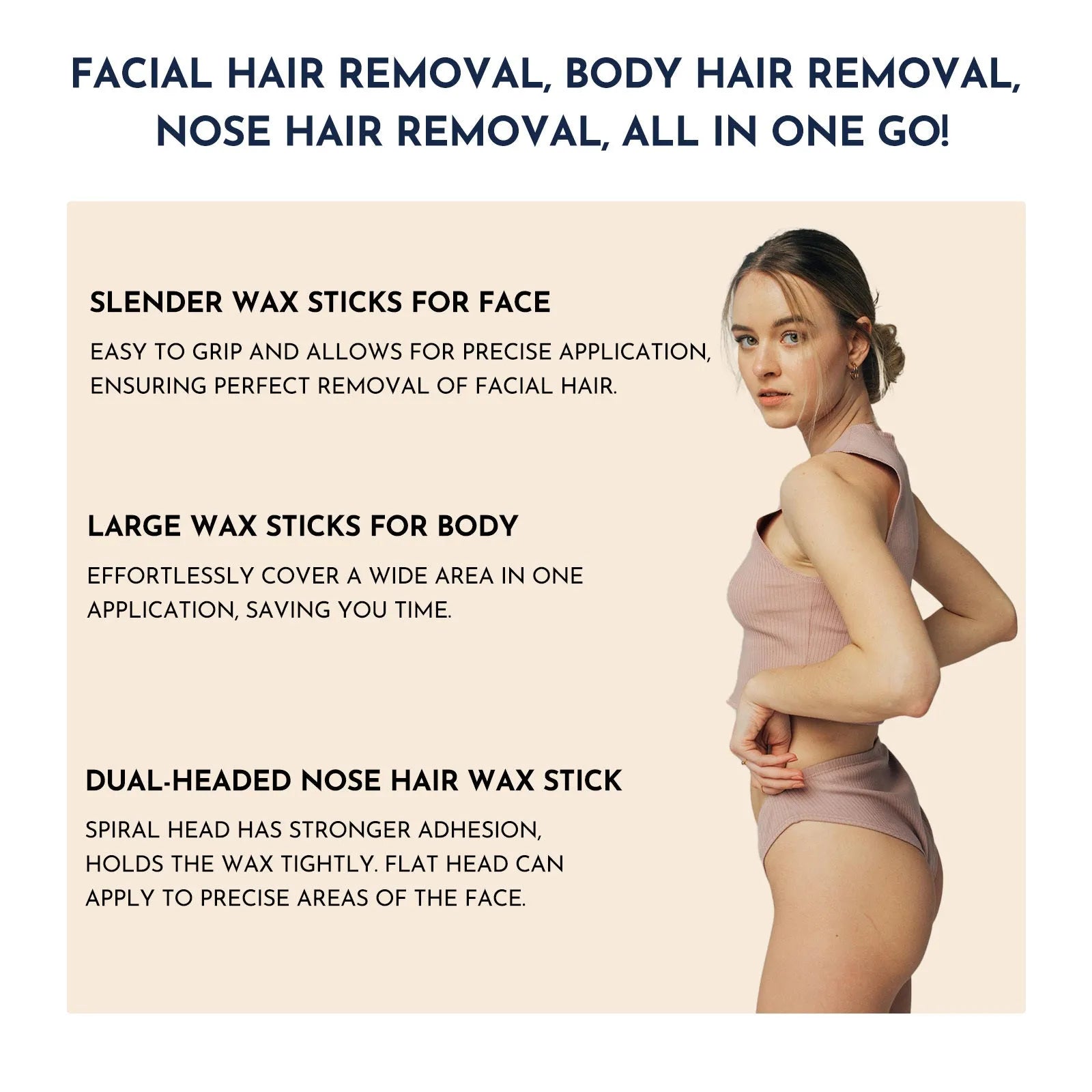 Waxing kit with wax warmer, wax beans, applicator sticks, and lotion for facial and body hair removal