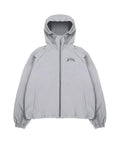 Men's grey hooded sunscreen jacket in British style with loose fit polyester construction