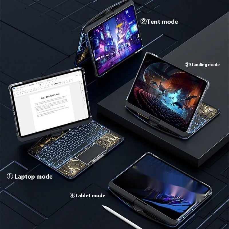 Transparent rotating keyboard protective case for Apple iPad Air 5 tablet in multiple colour options