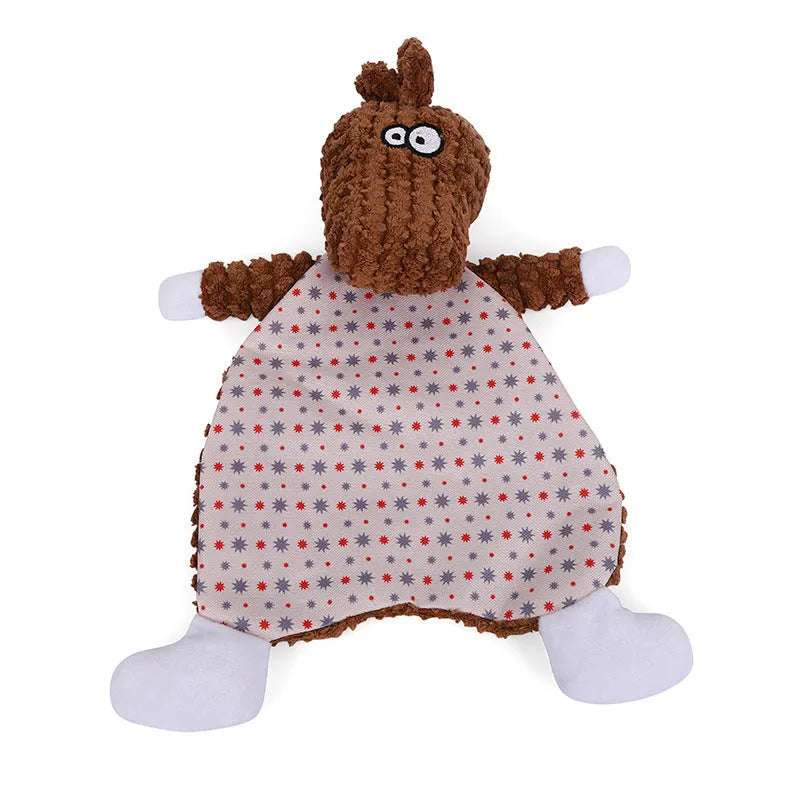 Fox elephant squeaky plush pet toy for cats and dogs in brown colour
