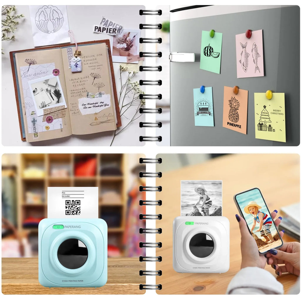 White pocket Bluetooth thermal label printer with USB charging, for home office labelling