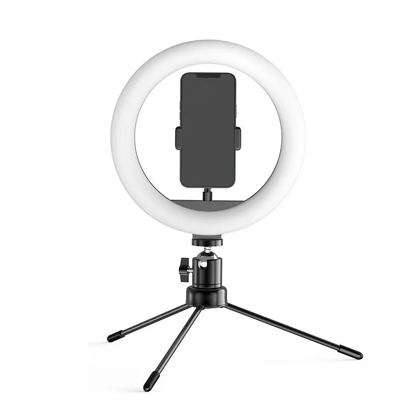 10 inch ring fill light with tripod stand and phone holder for desktop live broadcast