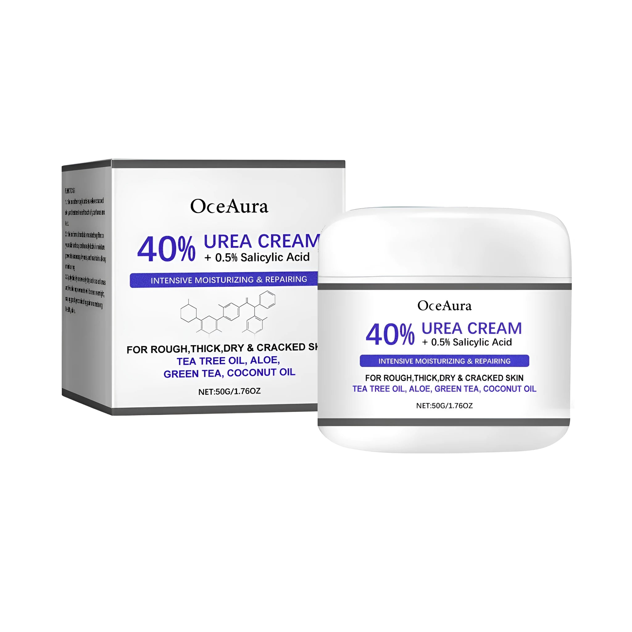 50g tube of anti-cracking hand and foot cream with urea and tea tree oil formulation