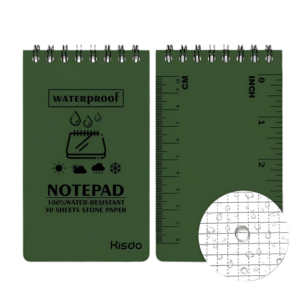 Waterproof spiral-bound A5 office notepad with PP cover, shown in multiple colour options.