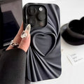 Silicone iPhone case with anti-fall heart protection in ruffled design for iPhone 11 to 16 Pro Max models