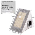 Triangular cat bed with integrated sisal scratching post in grey-white and light brown-beige colour options