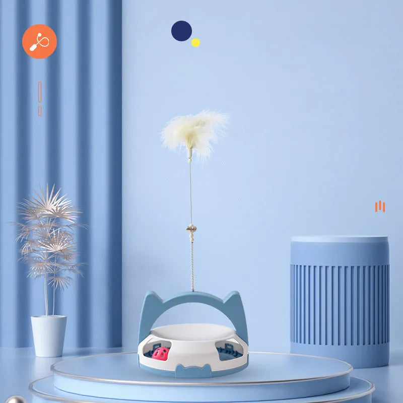 Bite-resistant cat toy stick with spinning ball attachment in multiple colour options