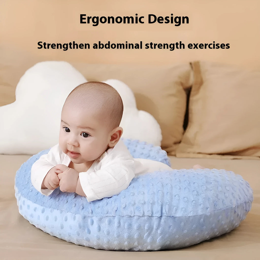 Nursing pillow with removable cover in pink, yellow, grey or light blue for breastfeeding support