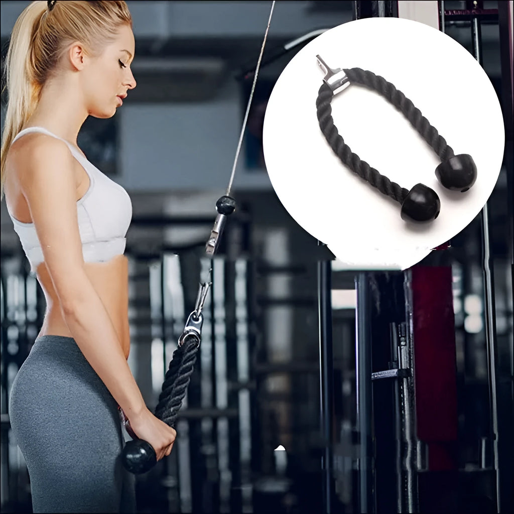 Cable attachment handle set with single head rope and double headed ropes in 70cm and 90cm, coated electroplated strength training equipment