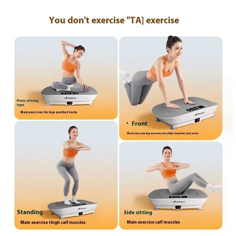 Grey portable household power plate with Bluetooth connectivity and fat slinger accessory