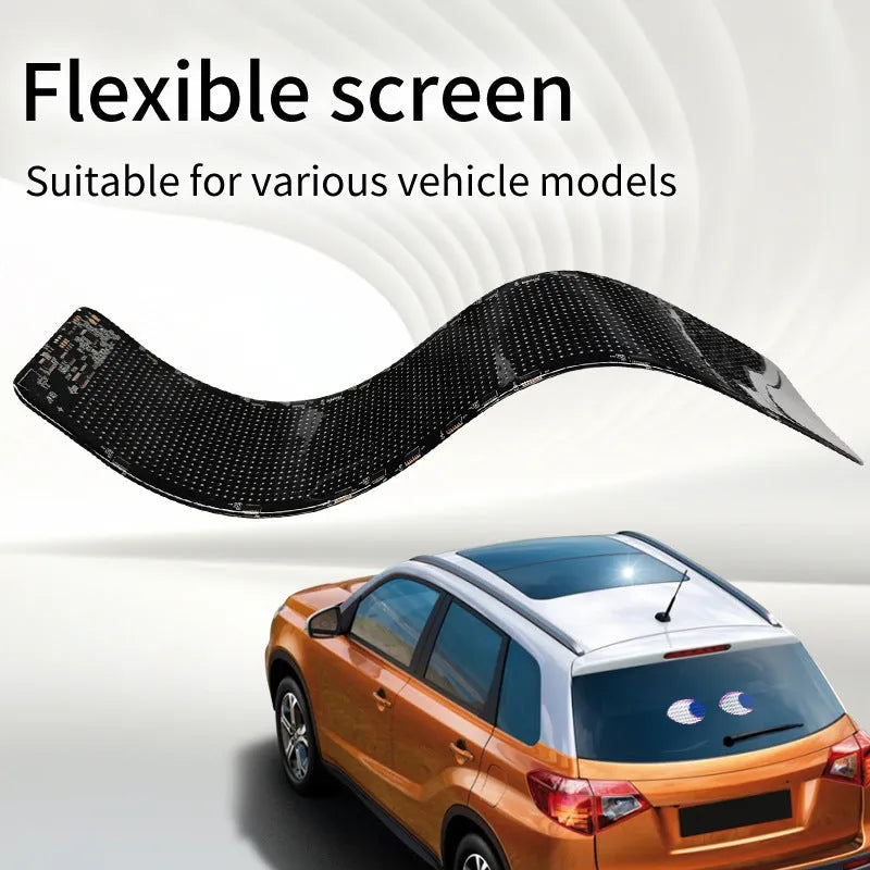 LED smart bumper stickers expression screen showing 110mm x 492mm display with mobile phone connectivity