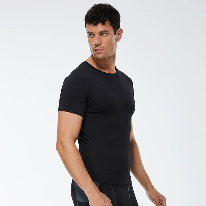 Men's stretch quick drying short-sleeved exercise shirt in multiple colour options