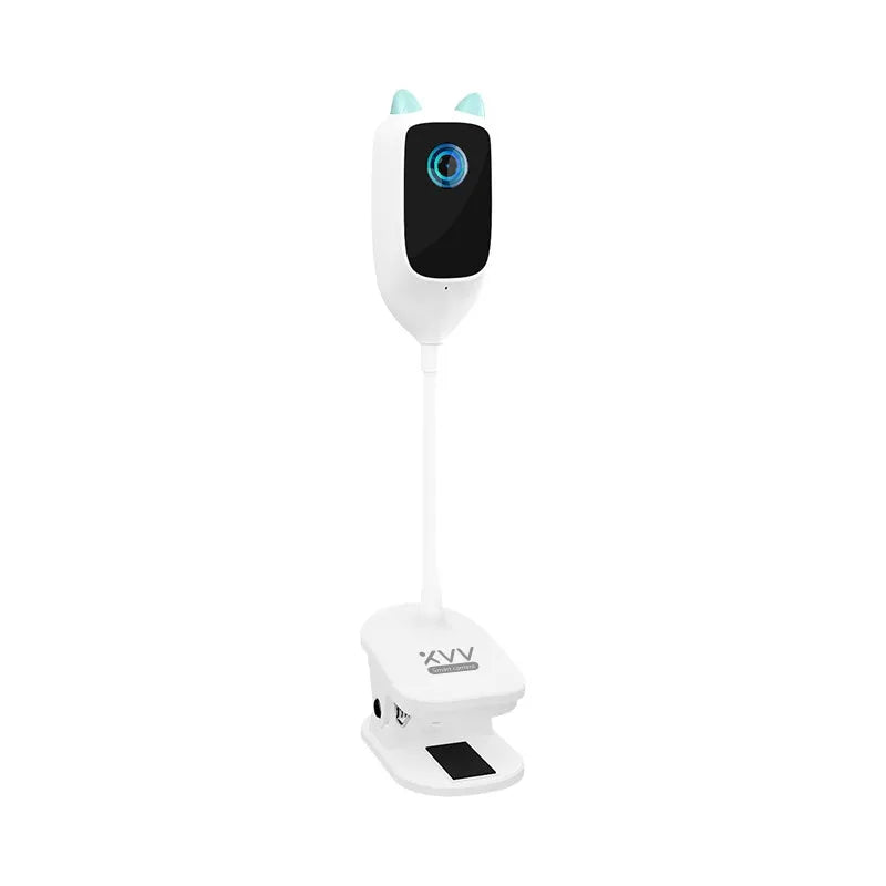 White transparent baby monitor with 1080p HD, 150-degree wide angle, infrared night vision, and USB power