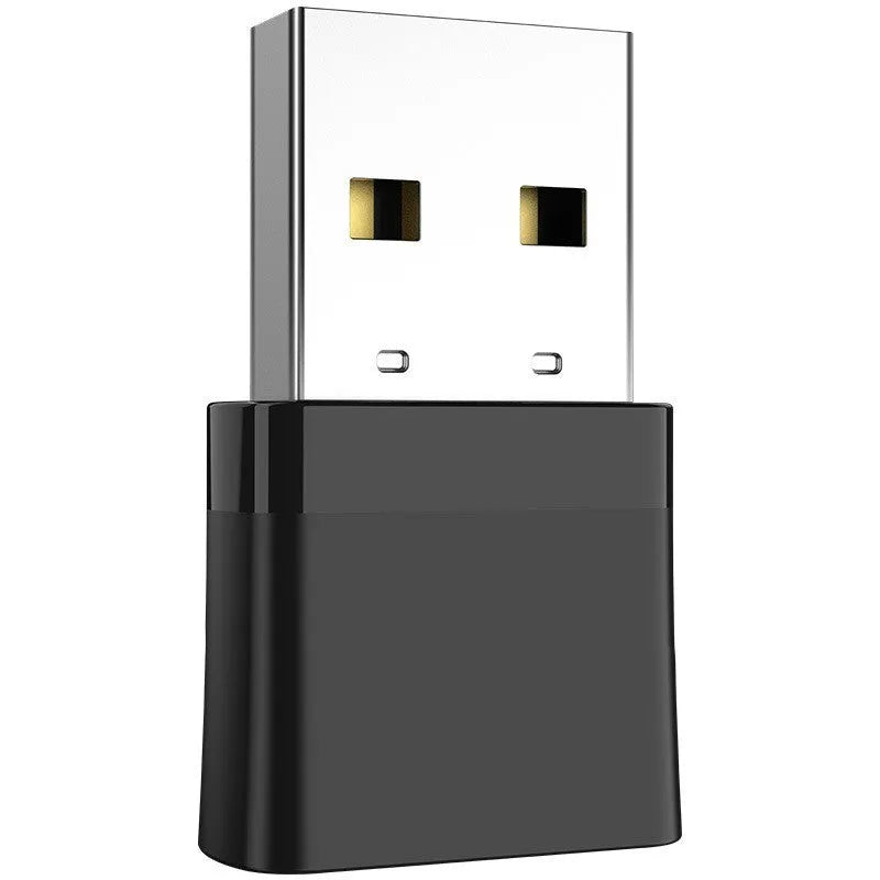 Black two-in-one network card with nickel-plated USB connector combining Bluetooth adapter and dual band access point