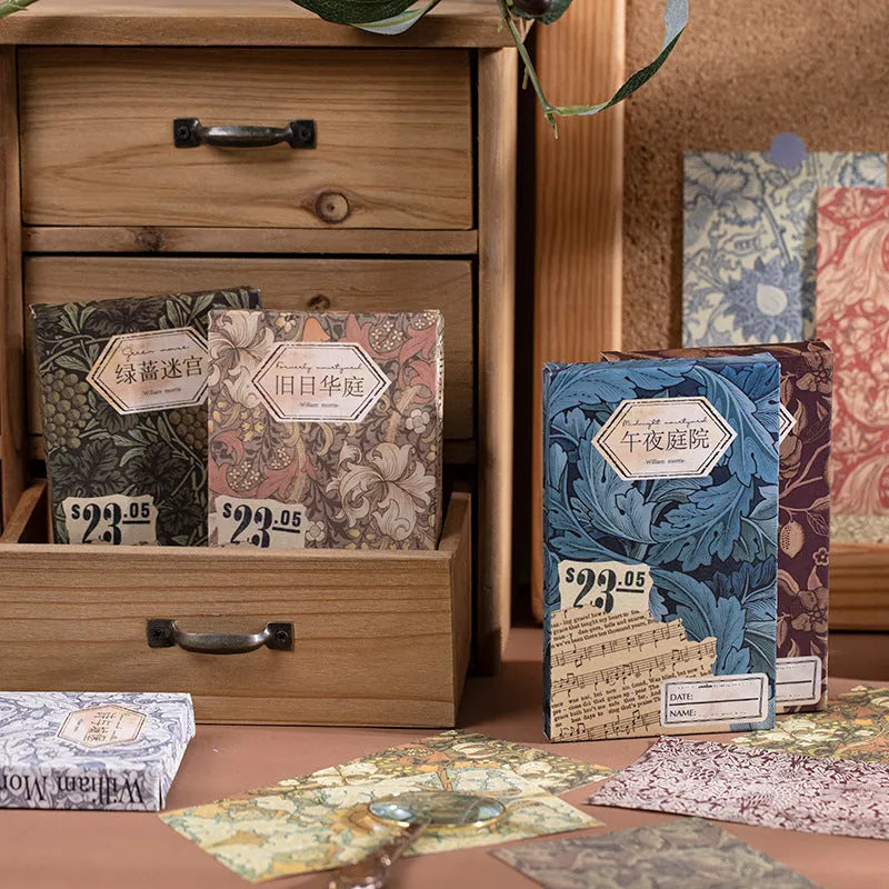Retro artistic decorative paper set 60 sheets special cambric paper 8x13cm plastic seal