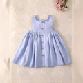 Girl's white pure cotton tank dress with short sleeves and pleated skirt, suitable for spring and summer