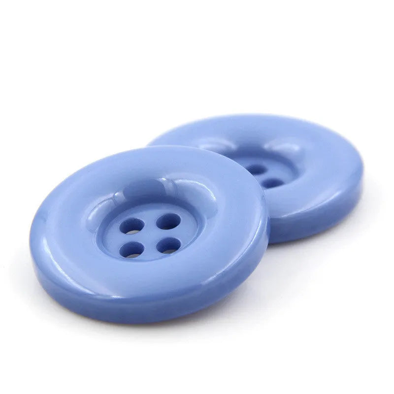 Round resin buttons for clothing accessories in multiple colours and sizes from 15mm to 28mm
