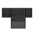 Black B055 Bluetooth folding keyboard, business leather style, unfolded and folded dimensions, Type-C interface