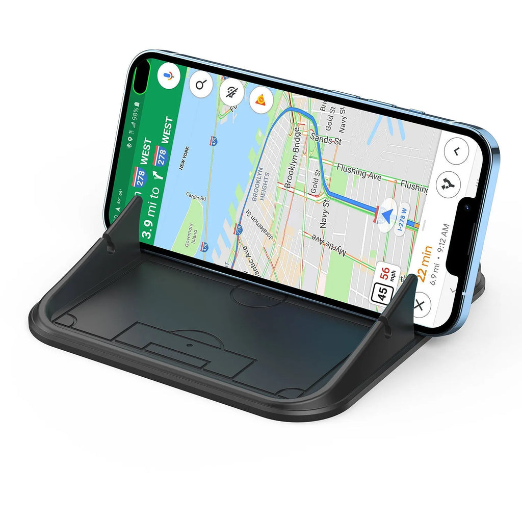 Silicone automobile phone holder in Peak-X5 colour mounted on car dashboard