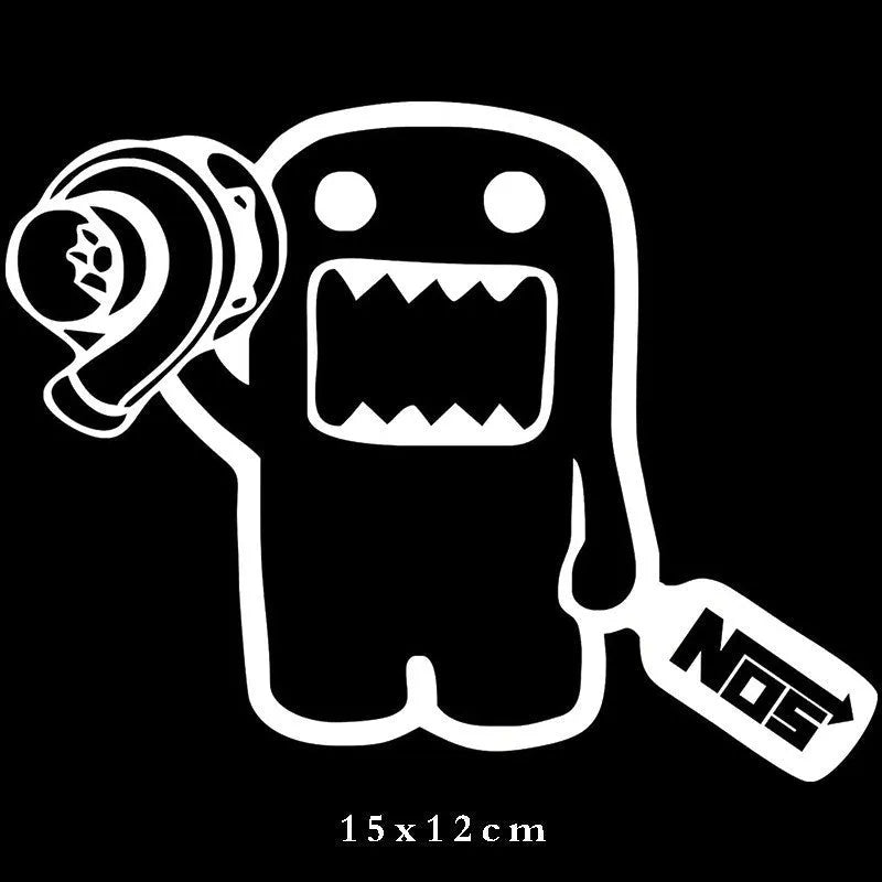 Cartoon car sticker 15x12cm PVC vinyl vehicle decoration in black and white colours