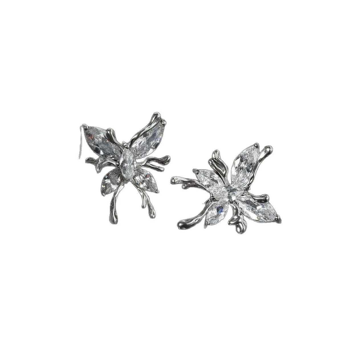 Pair of copper butterfly earphone clips with diamond inlay in a small fragrance style.