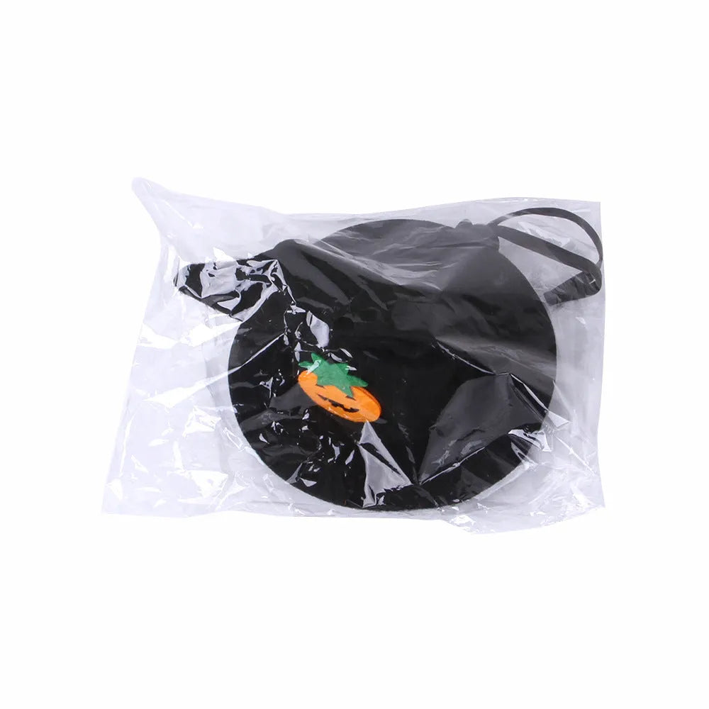 Halloween cat hat in pumpkin smiling face design made from embossed cloth with free-size fitting