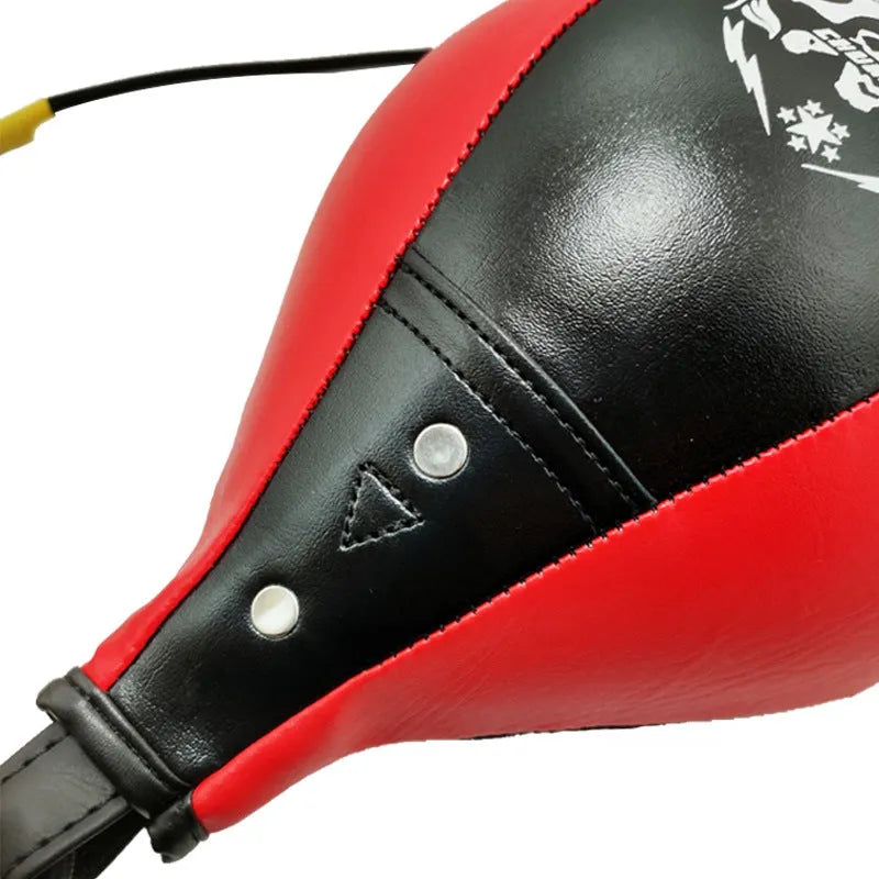 Spring Dragon diamond pattern PU boxing speed ball in black and red colours with inflator