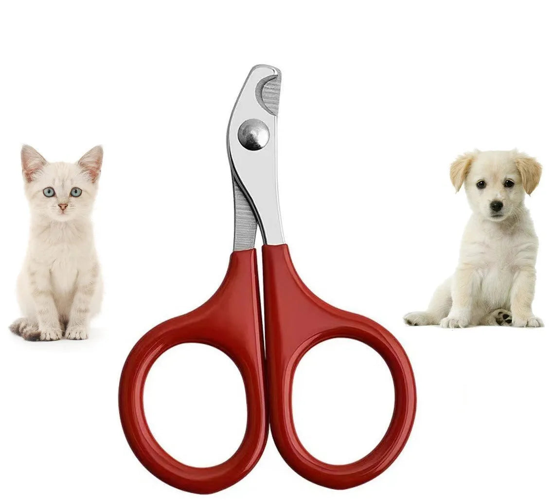 Pet nail clippers with stainless steel blades and coloured rubber handle for dog cat grooming