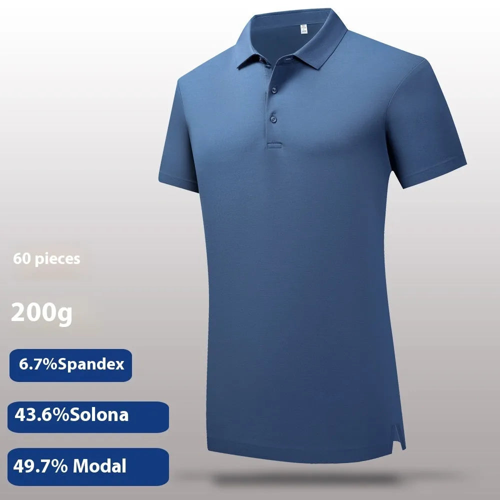 60 Lanjing modal cotton short sleeve polo shirt in eight colours, sizes S to 4XL, for summer sports and business casual