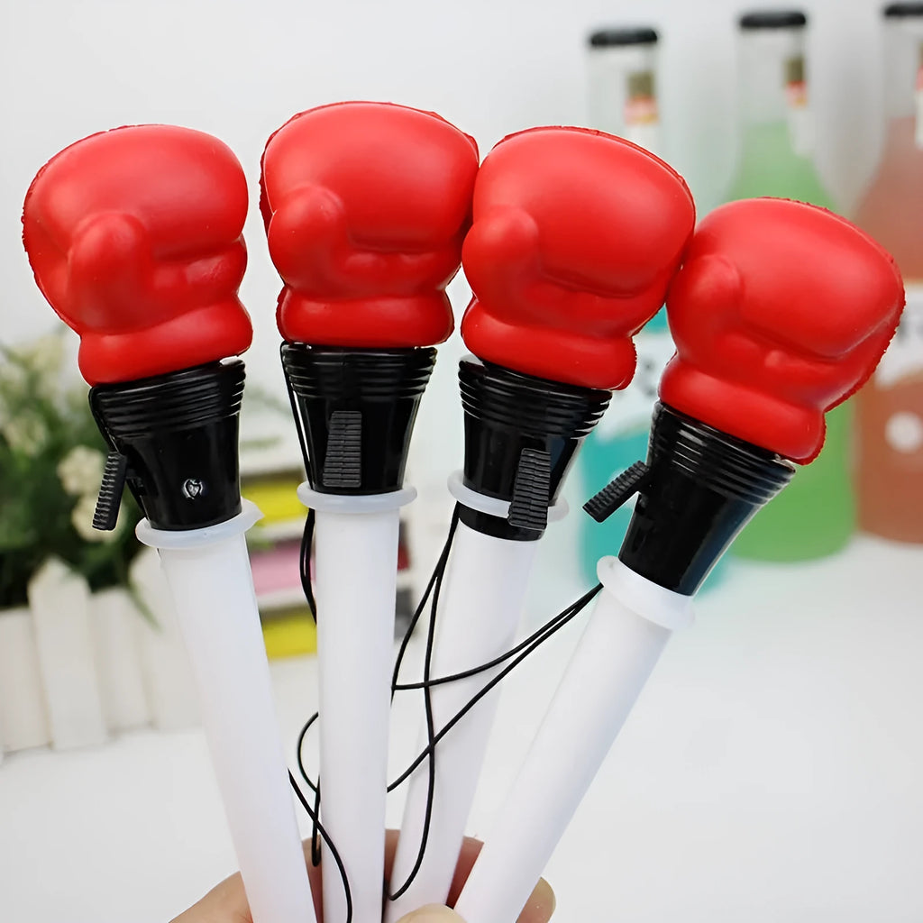 Four boxing press ejection pens with black ink refills and 0.7mm bullet-shaped tips