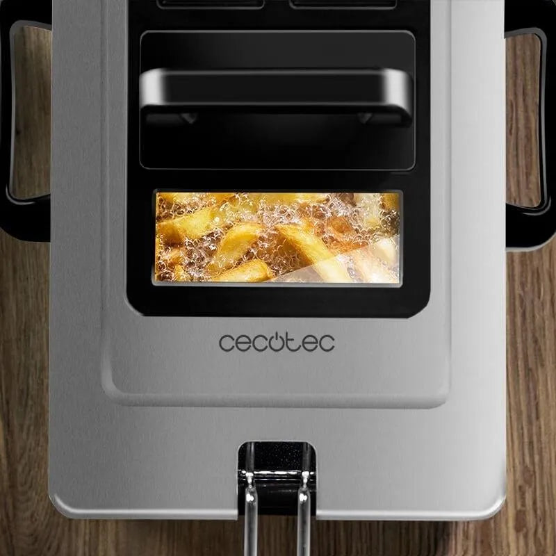 Silver 3 litre electric fryer with Teflon non-stick coating and 2000W