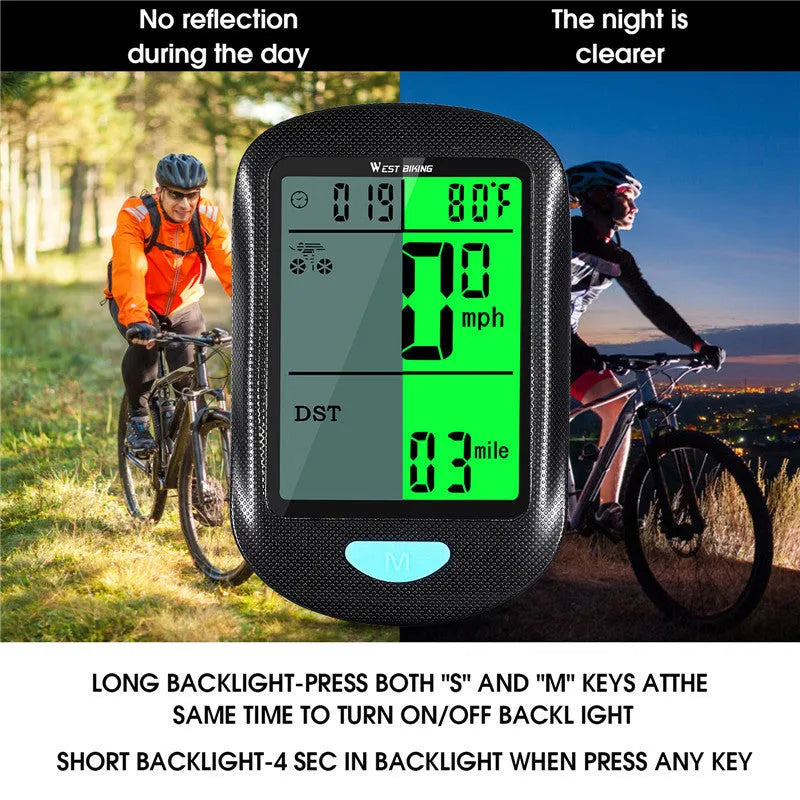 Bicycle wireless stopwatch velometer cycling fixture black ABS speedometer with mount and sensor