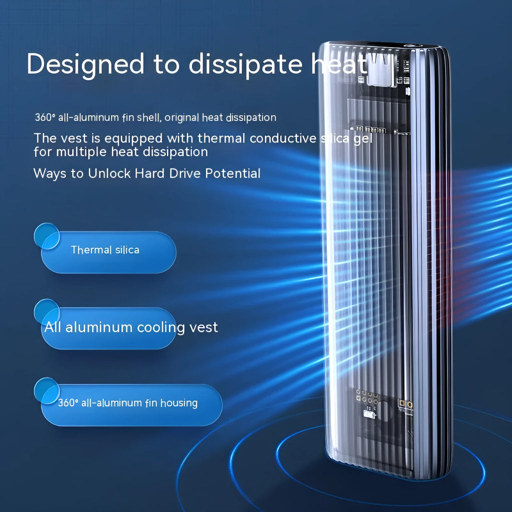 Aluminium M.2 SSD enclosure box for external drive conversion with included accessories