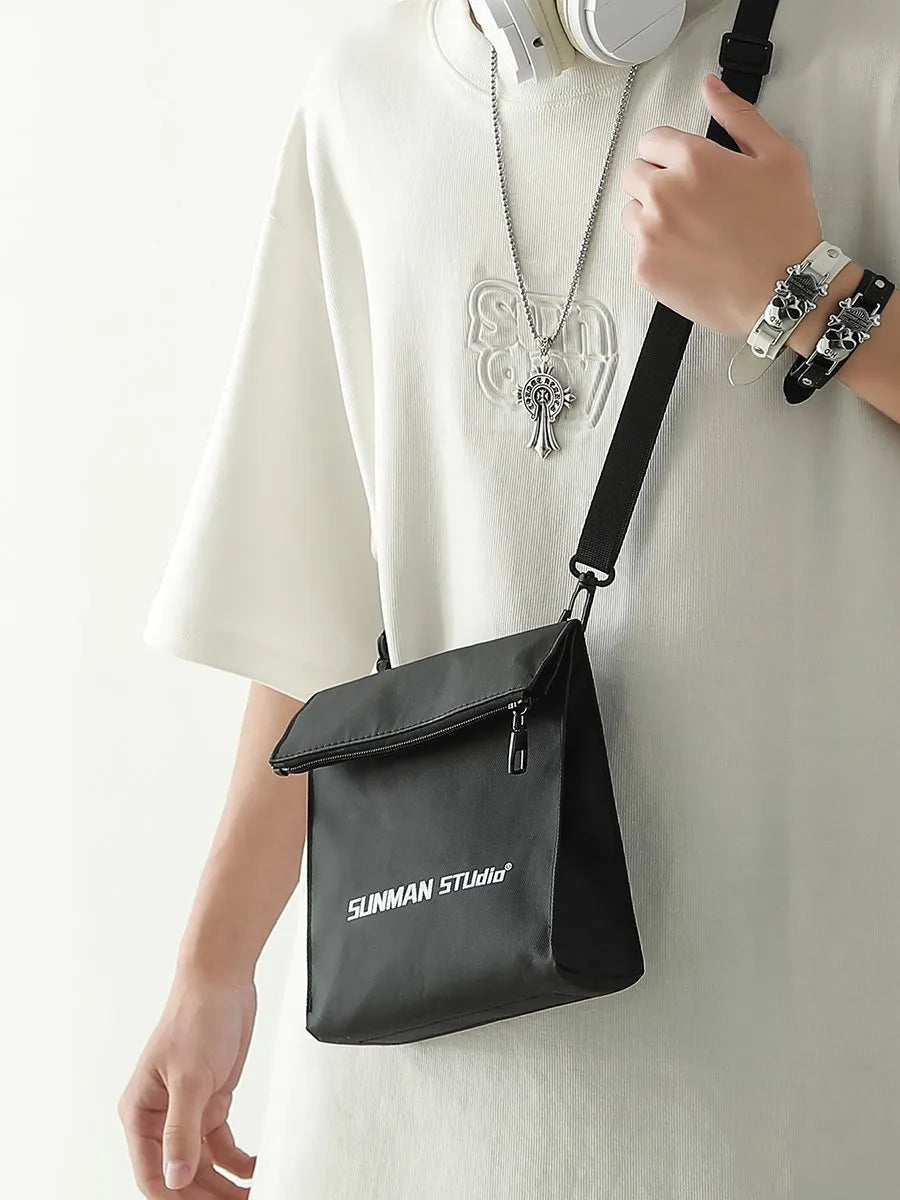 Messenger bag design backpack in polyester with oxford lining and crossbody strap