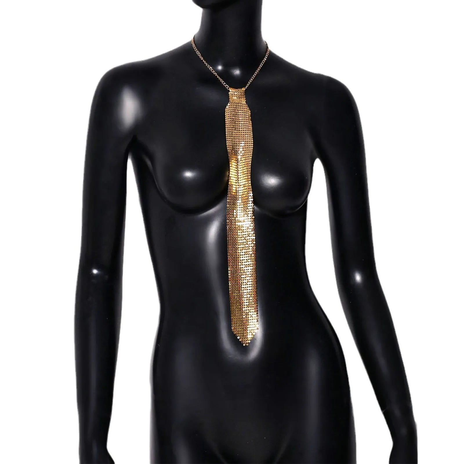 Metal sequins arrow-style bow tie in silver colour for music festival and party use