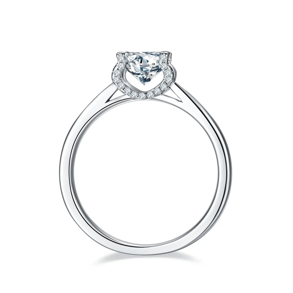 Star Guardian wedding ring set with 1-carat moissanite, S925 silver and platinum plating, sizes 5 to 9