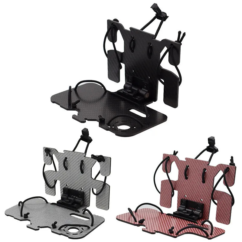 Black carbon fiber folding navigation board with MOLLE system mounting for tactical vest chest hanger