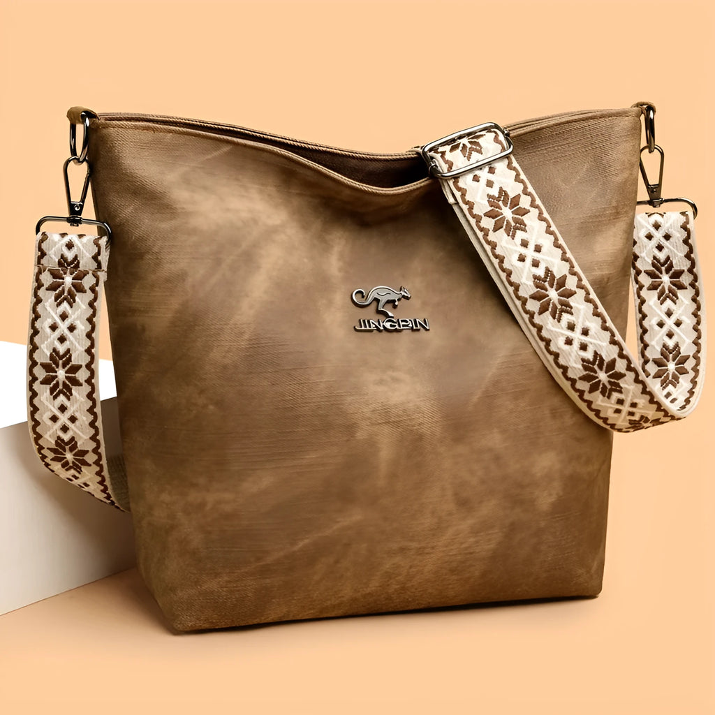 Large soft PU crossbody bag with adjustable single shoulder strap in pink, grey or yellow colour