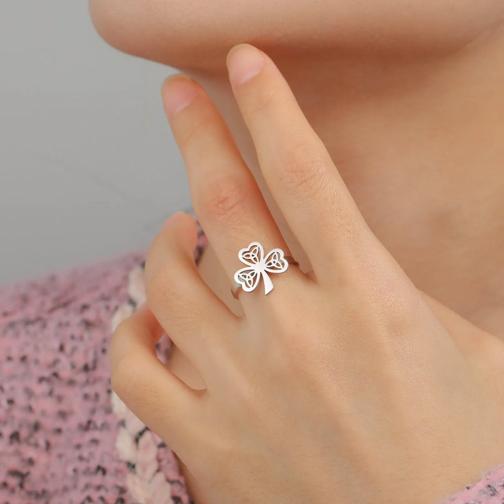 Stainless steel hollow ring with electroplated finish in gold or steel colour